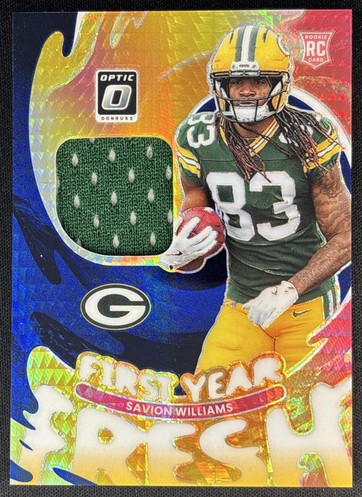 Savion Williams 2025 Donruss Optic First Year Fresh Blue Hyper Prizm Packers