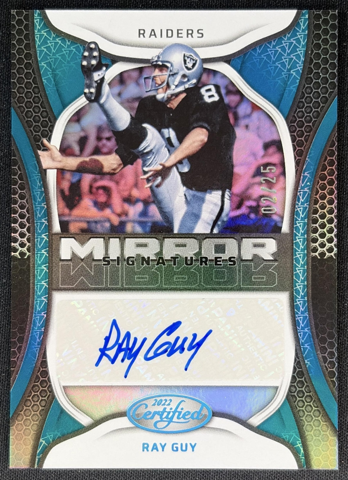 Ray Guy 2022 Panini Certified Mirror Signatures Teal /25 Raiders Sports Trading Cards