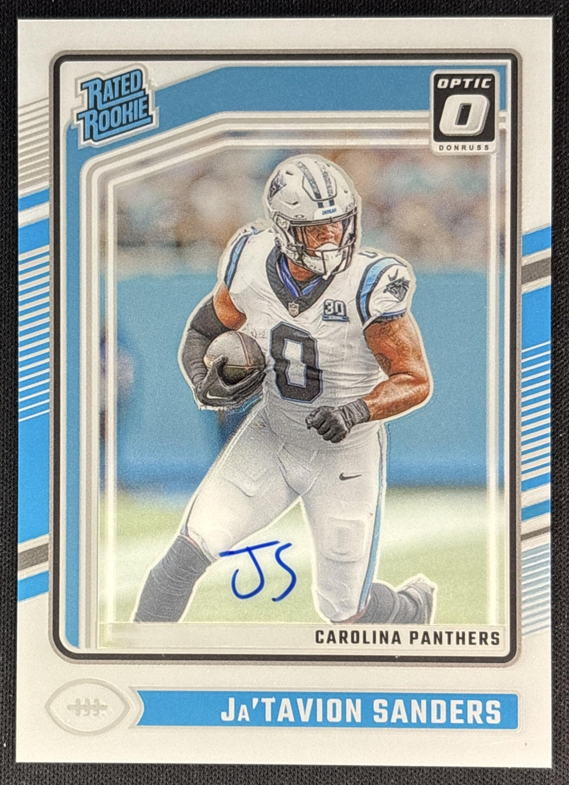 Ja'Tavion Sanders 2024 Panini Donruss Optic Rated Rookie RPS Auto /325 Panthers