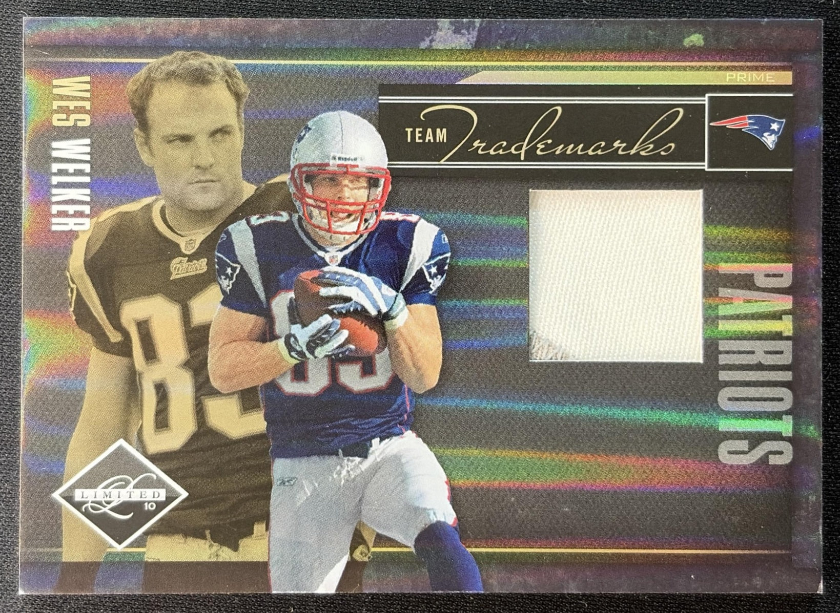 Wes Welker 2010 Panini Limited Team Trademarks Materials Prime /50 Patriots front
