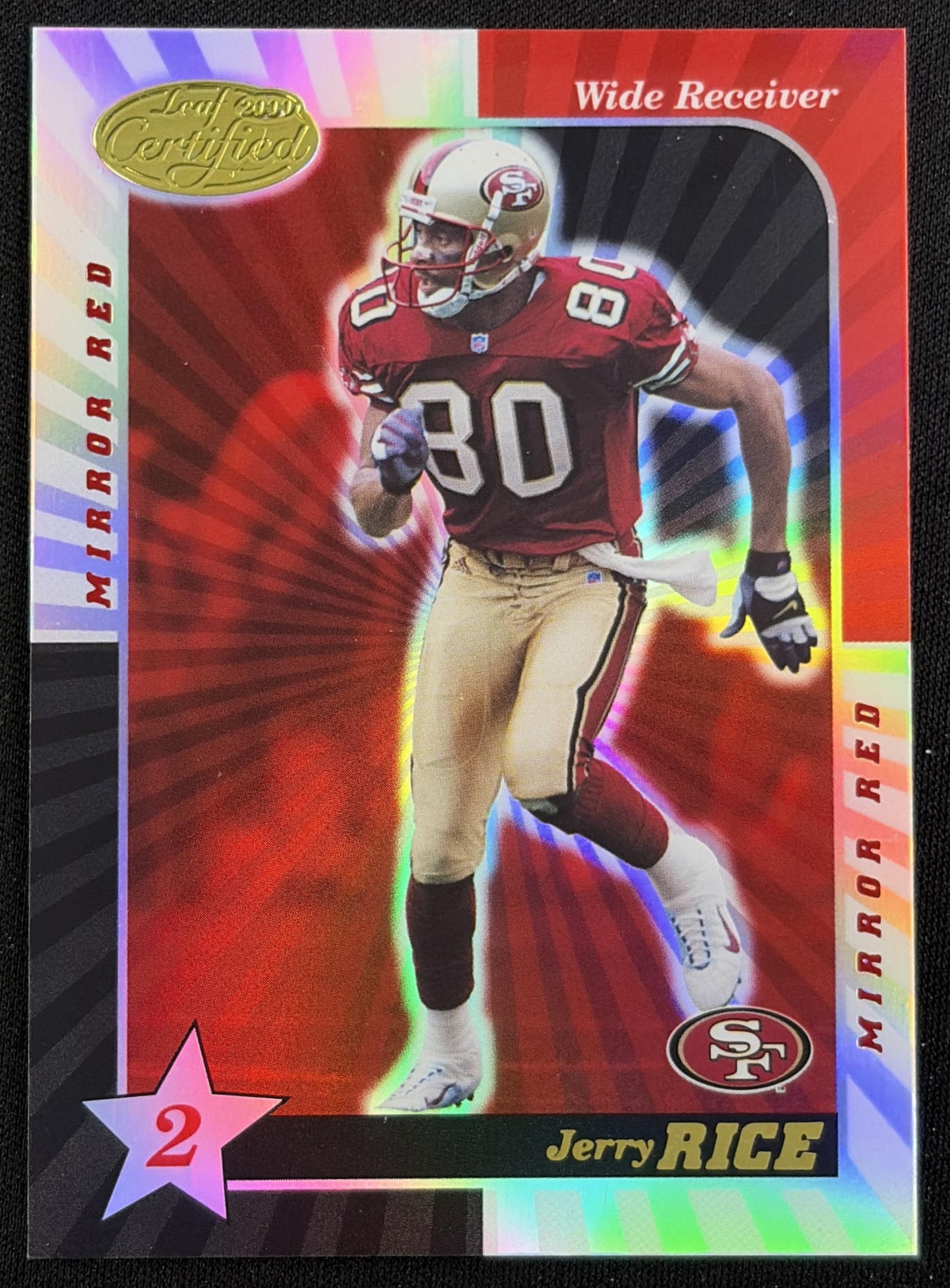 Jerry Rice 2000 Leaf Certified Mirror Red 49ers Sports Trading Card