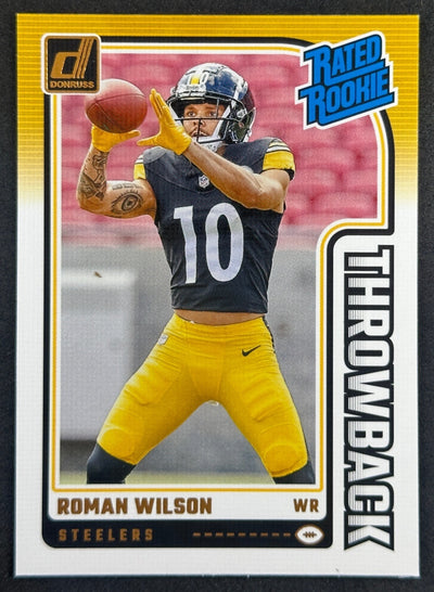 Roman Wilson 2024 Panini Donruss Rated Rookie Throwback Steelers Sports Trading Cards