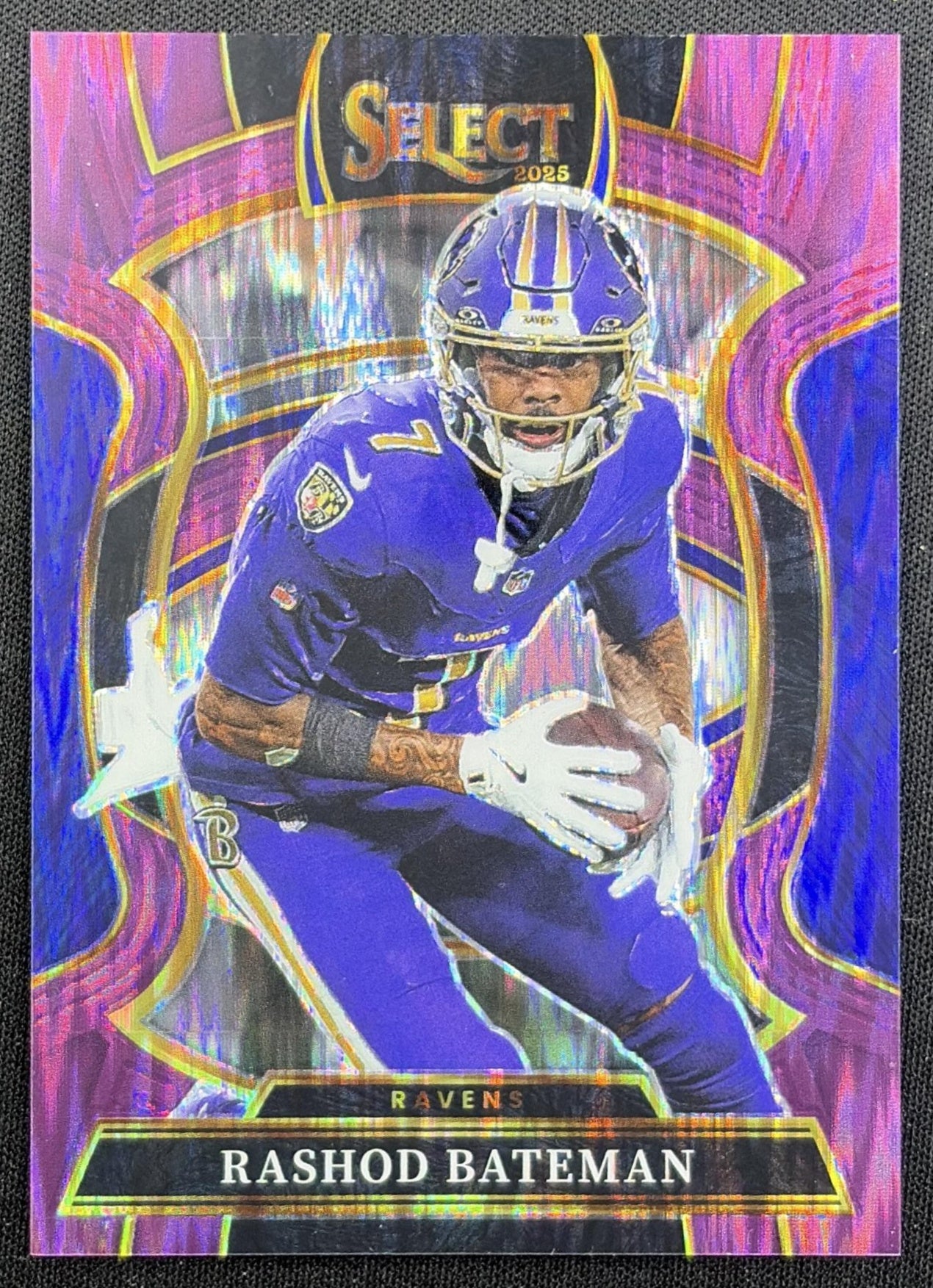 Rashod Bateman 2025 Panini Select Concourse Purple Prizm Shock /699 Ravens