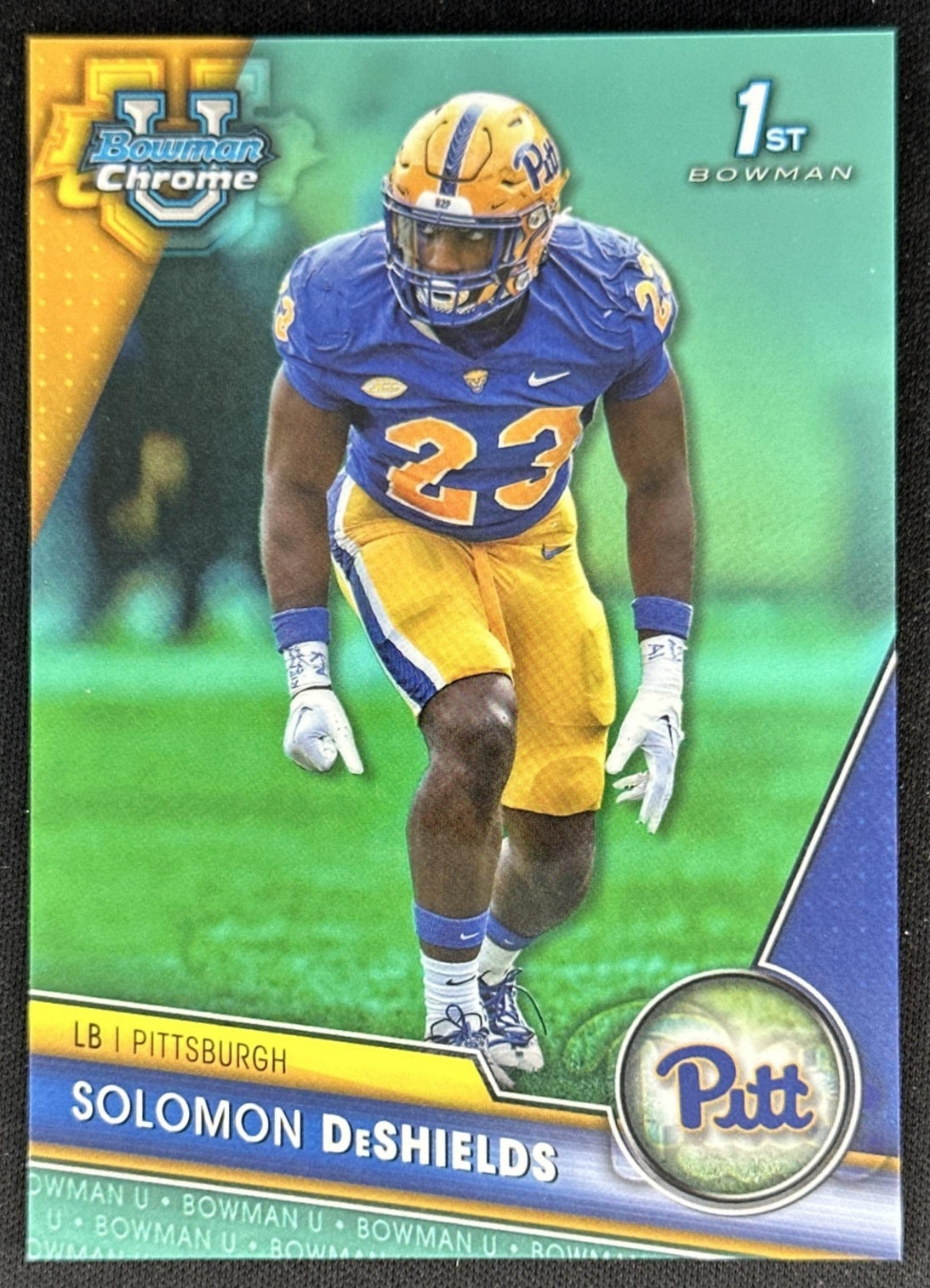 Solomon DeShields 2023 Bowman University Chrome Aqua Refractor /299 front