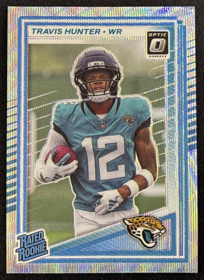 Travis Hunter 2025 Panini Donruss Optic Rated Rookie Wave Prizm /300 Jaguars