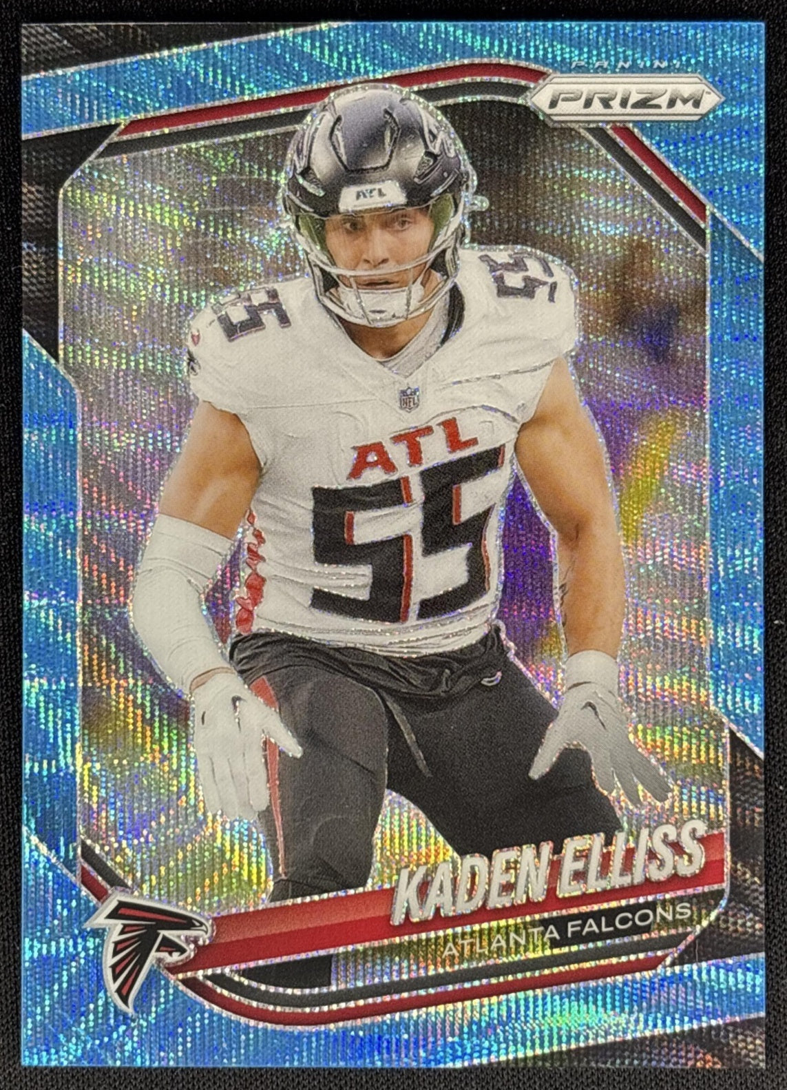 Kaden Elliss 2025 Panini Prizm Blue Wave /230 Falcons Sports Trading Card