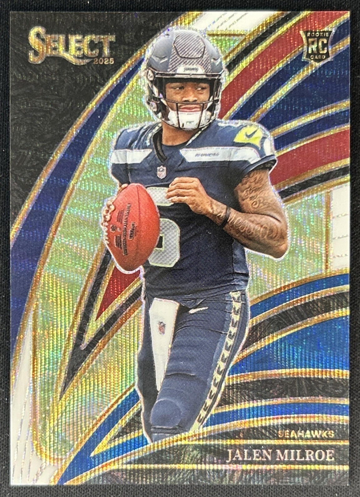 Jalen Milroe 2025 Panini Select Club Level Tri-Color Prizm /249 Seahawks front