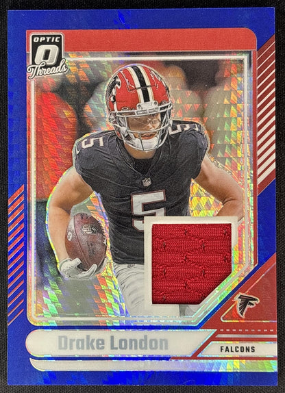 Drake London 2024 Panini Donruss Optic Threads Blue Hyper Falcons