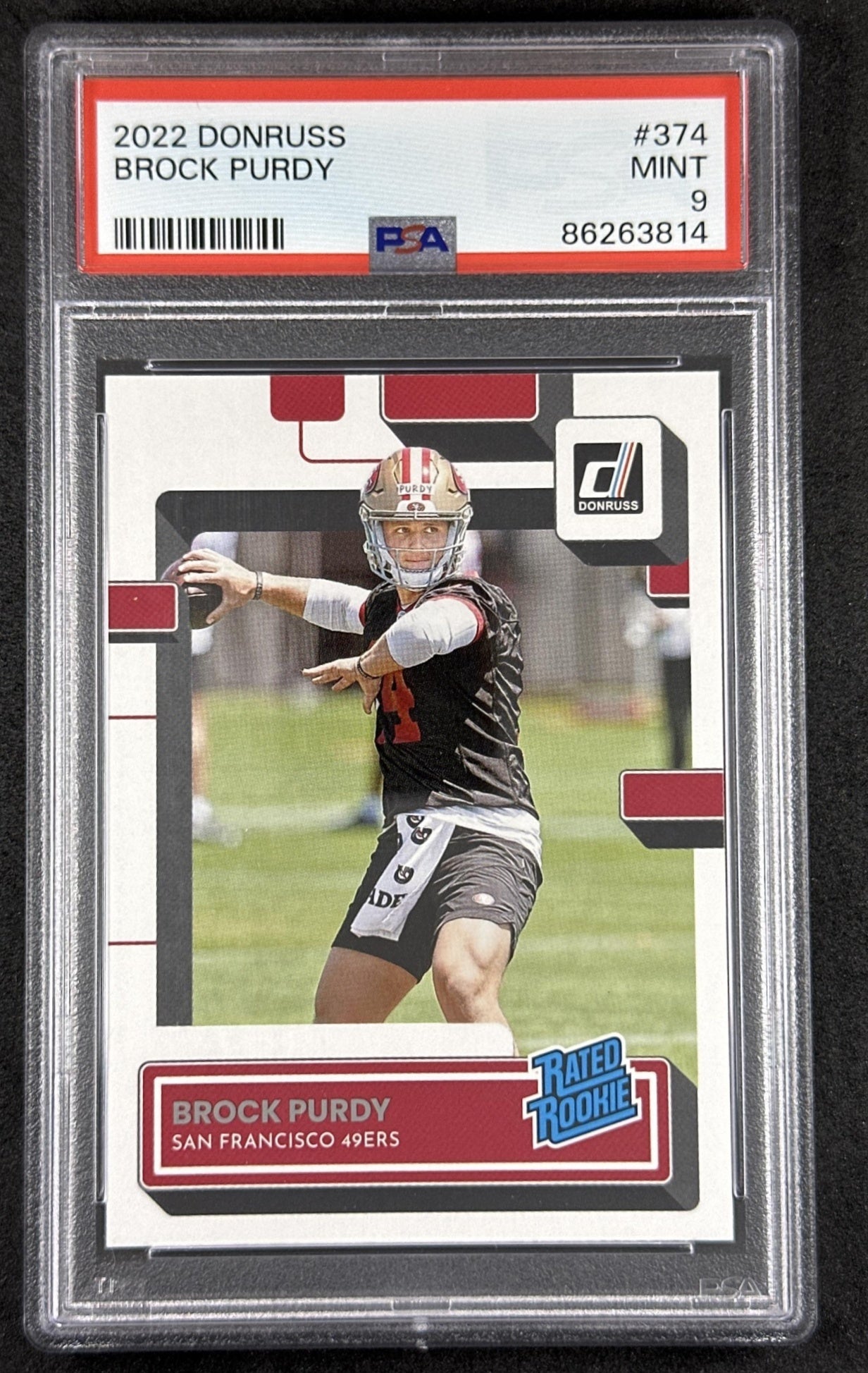 Brock Purdy 2022 Panini Donruss Rated Rookie PSA 9