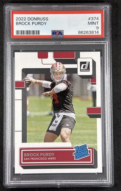 Brock Purdy 2022 Panini Donruss Rated Rookie PSA 9