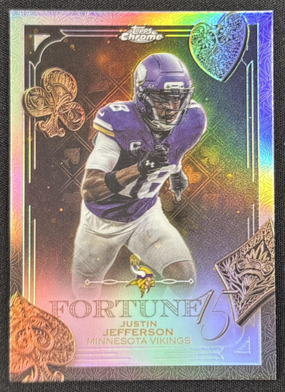 Justin Jefferson 2025 Topps Chrome Fortune 15 Refractor Vikings