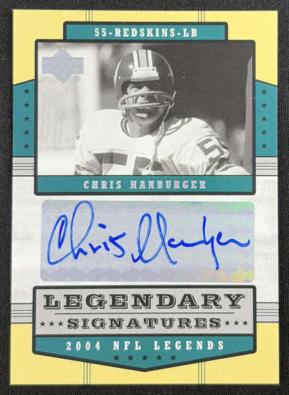 Chris Hanburger 2004 Upper Deck Legends Legendary Signatures Auto Redskins Sports Trading Card