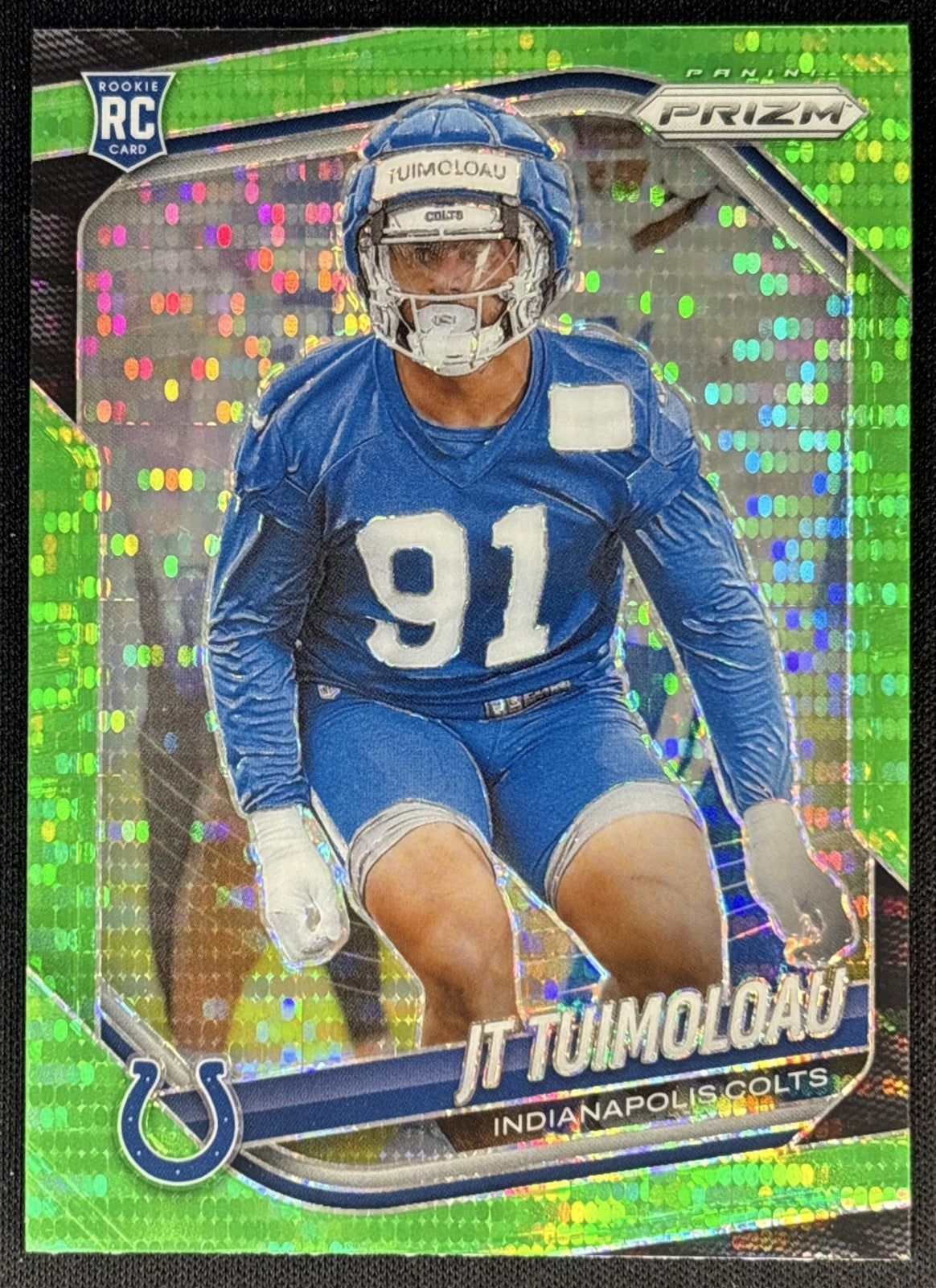 JT Tuimoloau 2025 Panini Prizm Neon Green Pulsar Colts
