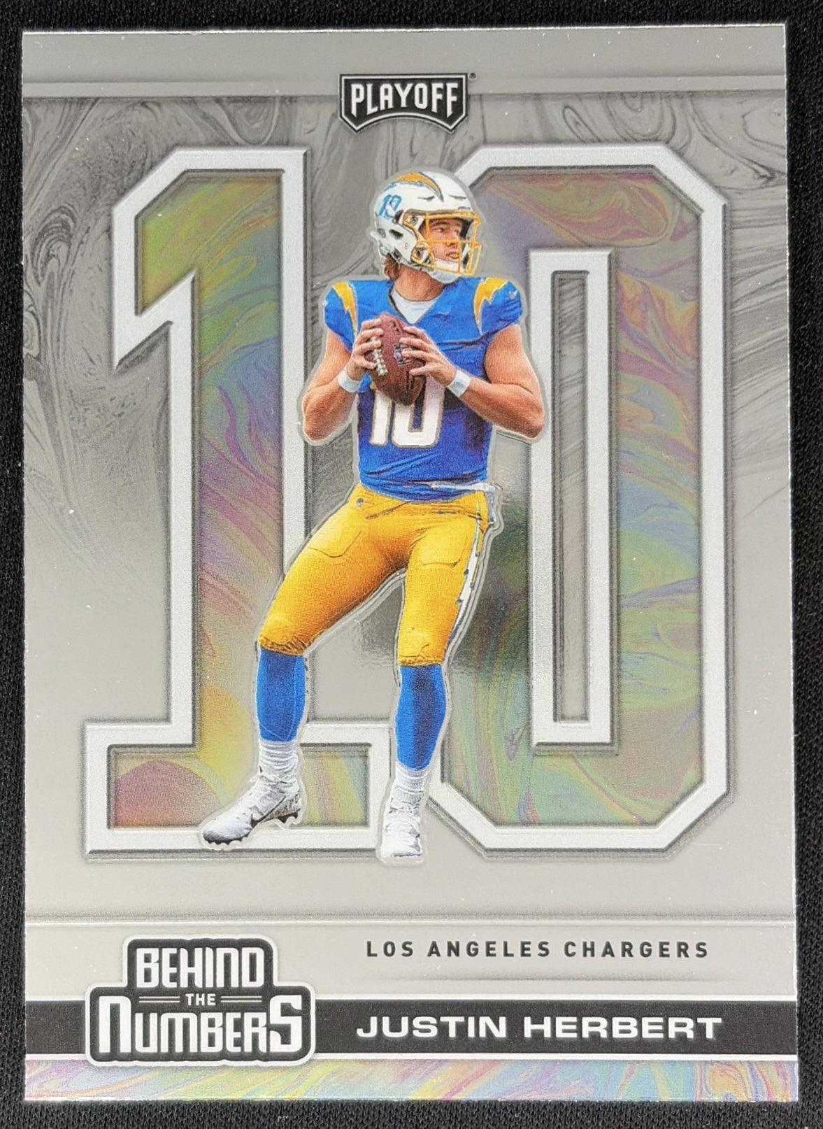 Justin Herbert 2020 Panini Playoff Behind the Numbers Red Chargers front