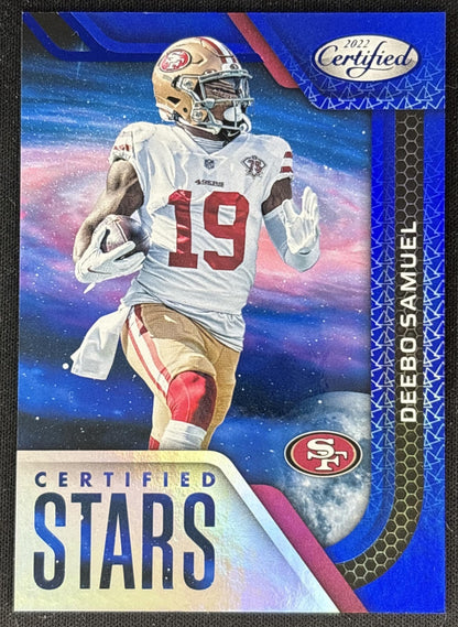 Deebo Samuel 2022 Panini Certified Stars Mirror Blue /75 49ers Front