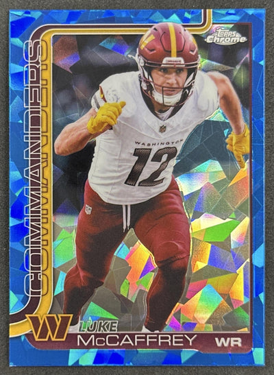 Luke McCaffrey 2025 Topps Chrome Sapphire Commanders Sports Trading Card
