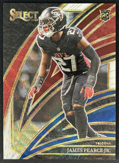 James Pearce Jr. 2025 Panini Select Club Level Tri-Color Prizm /249 Falcons front