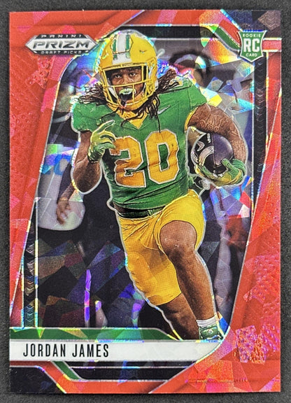 Jordan James 2025 Panini Prizm Draft Picks Red Ice Ducks 49ers - Front