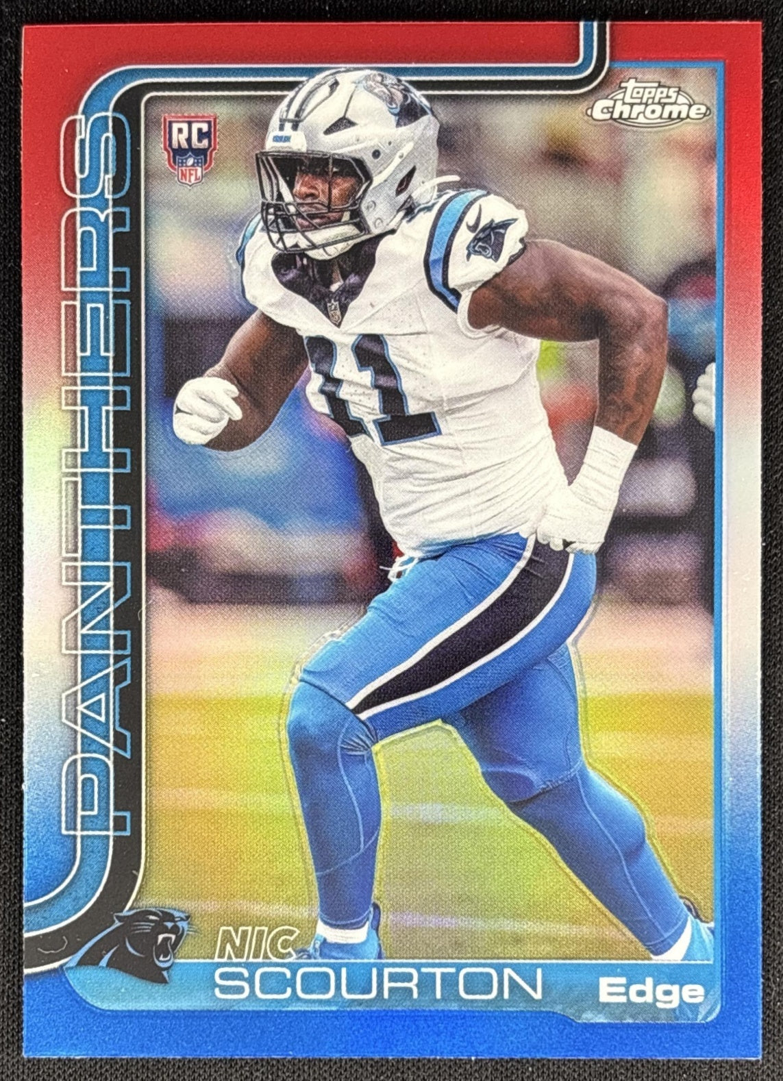 Nic Scourton 2025 Topps Chrome Rookie Red/White/Blue Refractor Panthers Default Title Sports Trading Cards