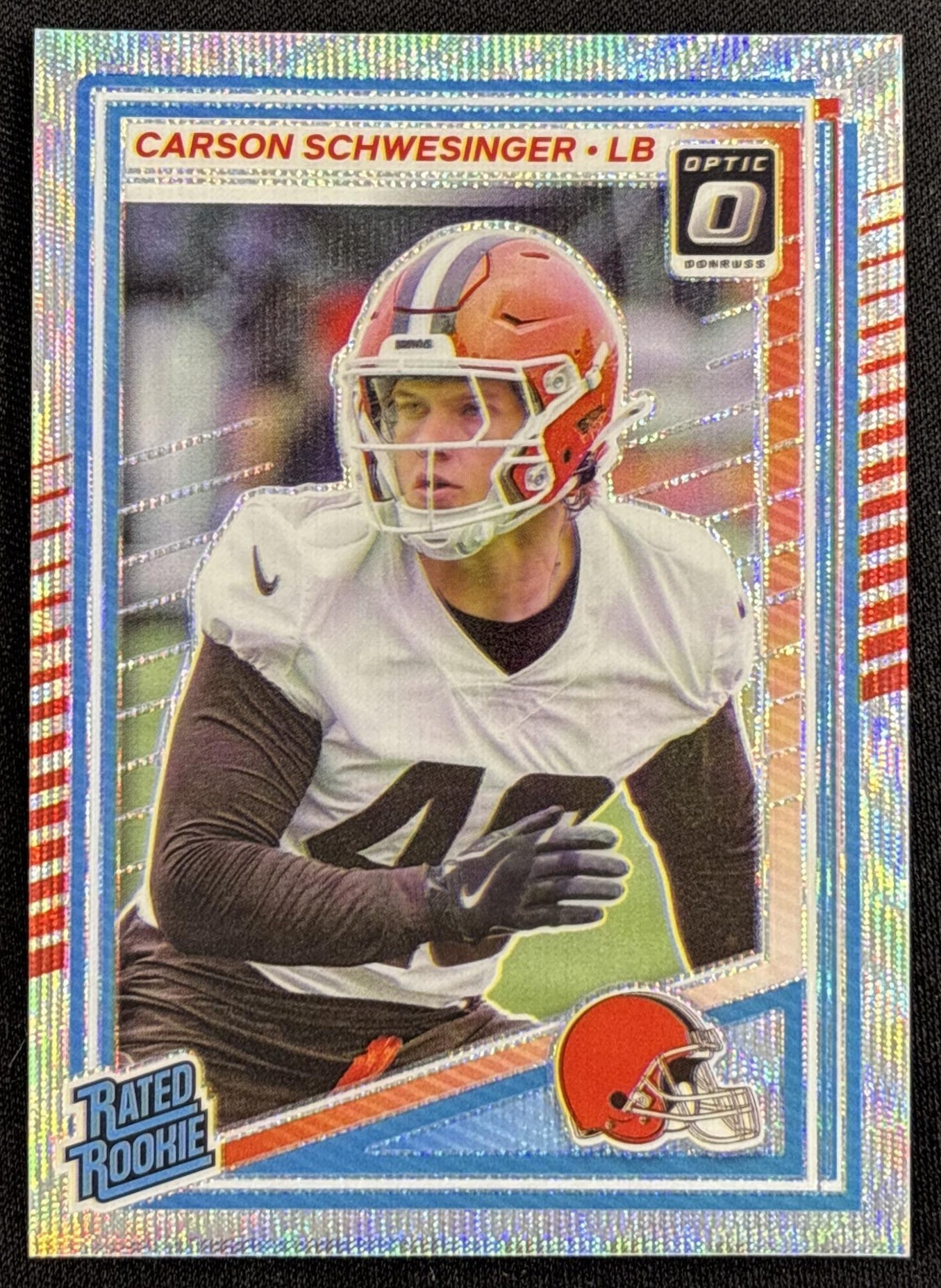 Carson Schwesinger 2025 Panini Donruss Optic Rated Rookie Wave Prizm /300 Browns