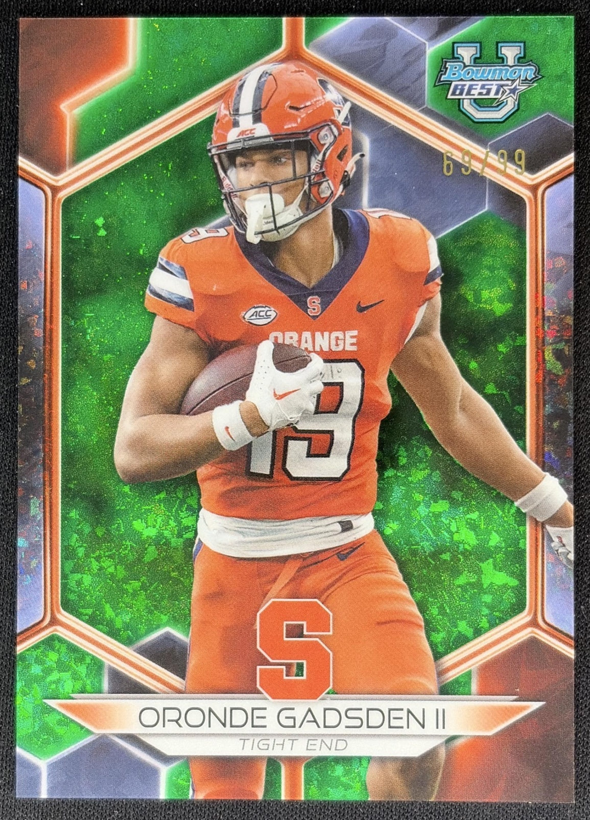 Oronde Gadsden II 2023 Bowman University Best Green Mini Diamond Refractor /99 Front