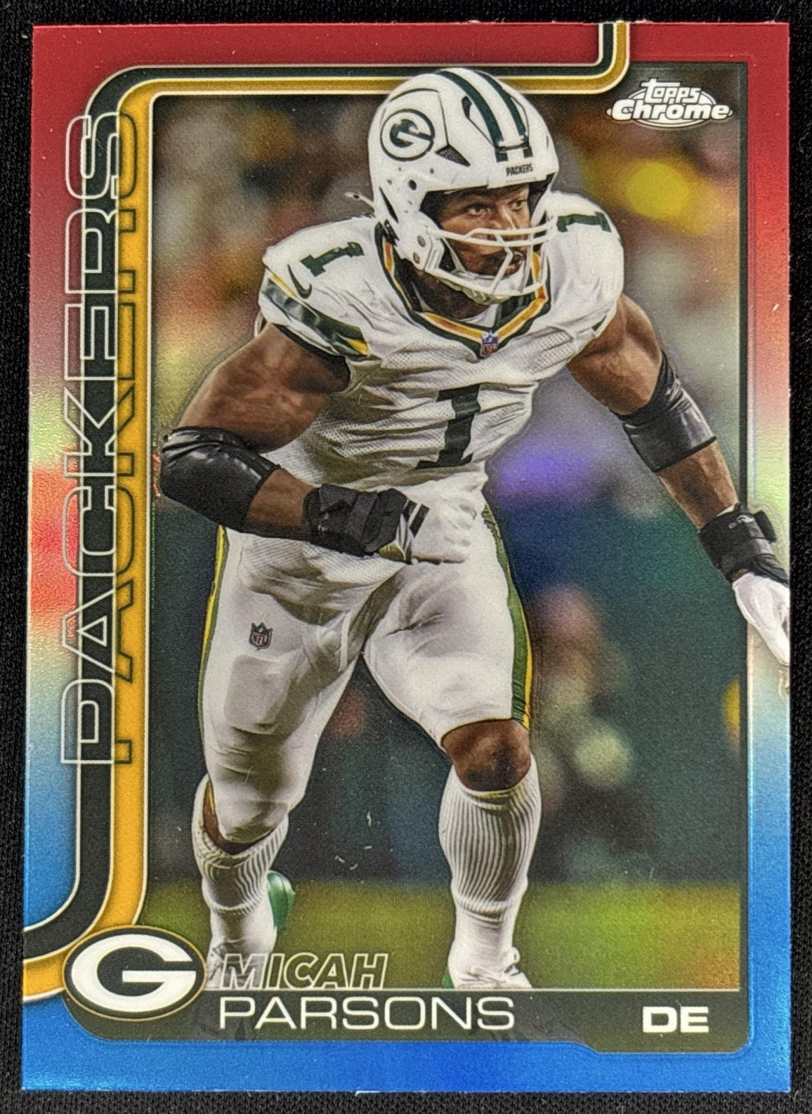 Micah Parsons 2025 Topps Chrome Red/White/Blue Refractor Packers