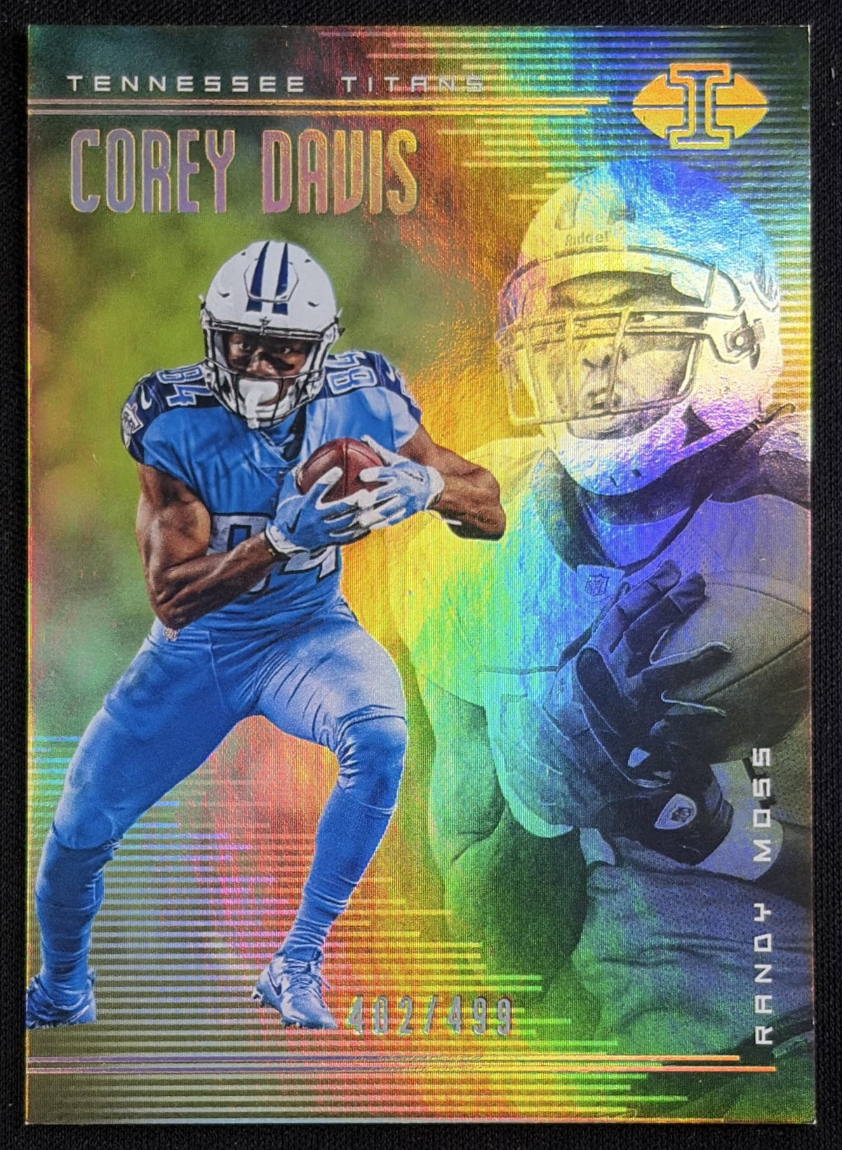 Corey Davis Randy Moss 2018 Panini Illusions Gold /499 Titans Tennessee Titans Sports Trading Card