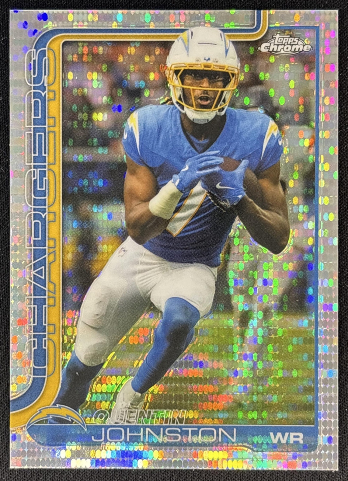 Quentin Johnston 2025 Topps Chrome Pulsar Refractor Chargers front