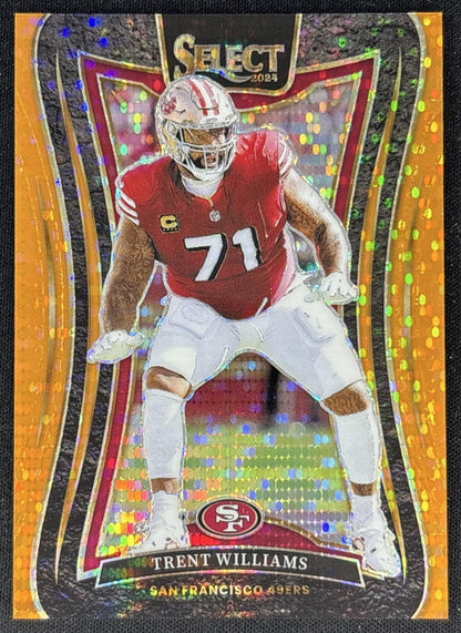 Trent Williams 2024 Panini Select Suite Neon Orange Pulsar Prizm /7 49ers Football