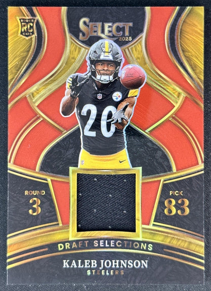 Kaleb Johnson 2025 Panini Select Draft Selections Memorabilia Red Prizm Steelers Default Title Sports Trading Cards
