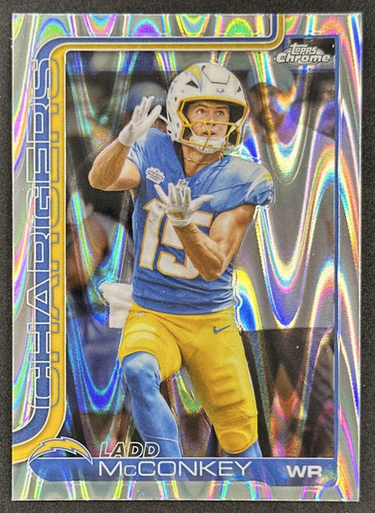 Ladd McConkey 2025 Topps Chrome RayWave Refractor Chargers Default Title Sports Trading Card