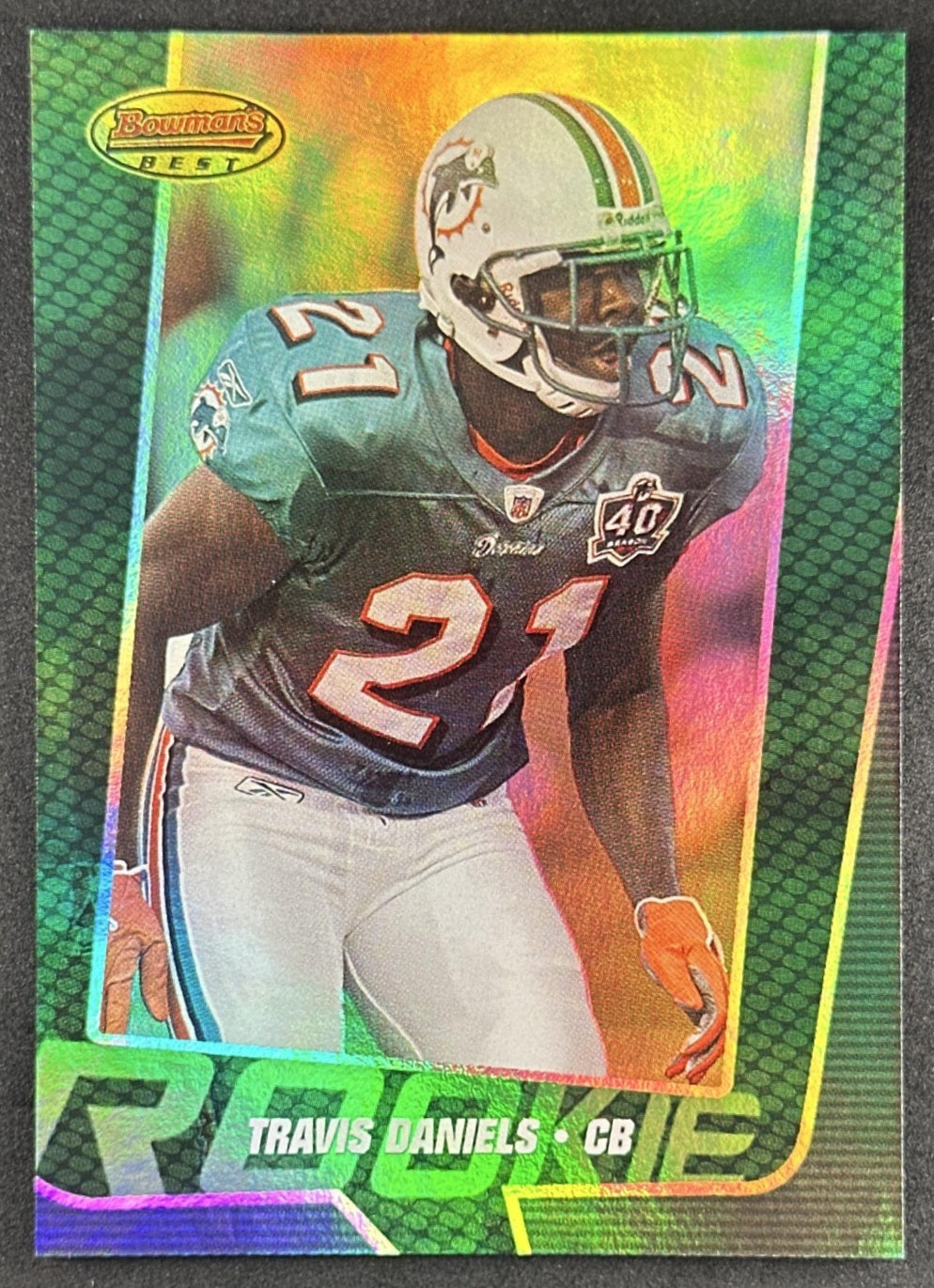 Travis Daniels 2005 Bowman's Best Green /799 Dolphins Sports Trading Cards