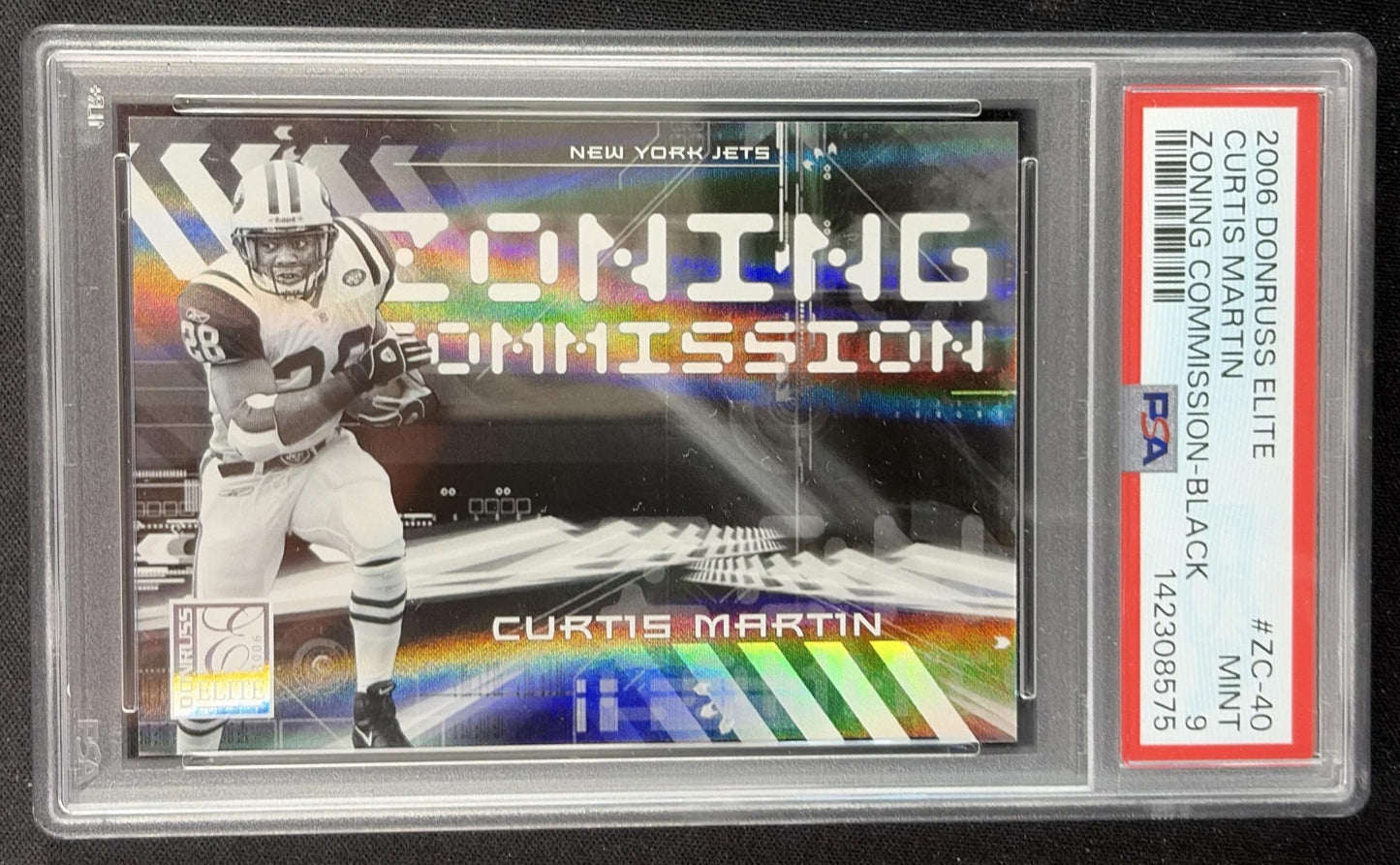 Curtis Martin 2006 Donruss Elite Zoning Commission Black /500 PSA 9 Jets Sports Trading Card