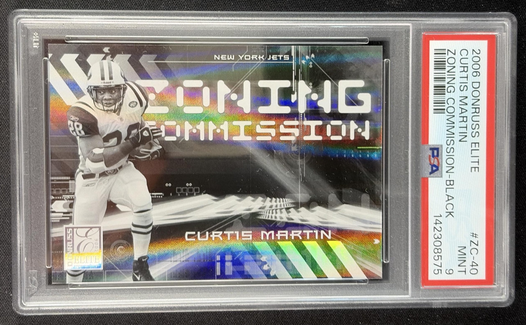 Curtis Martin 2006 Donruss Elite Zoning Commission Black /500 PSA 9 Jets Sports Trading Card