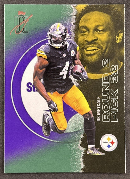 DK Metcalf 2025 Topps Signature Class Veteran Green & Purple Foil Steelers front sports trading card