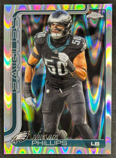 Jaelan Phillips 2025 Topps Chrome RayWave Refractor Eagles Sports Trading Cards