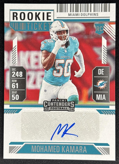 Mohamed Kamara 2024 Panini Contenders Rookie Ticket Auto Dolphins Miami Dolphins Default Title Sports Trading Cards