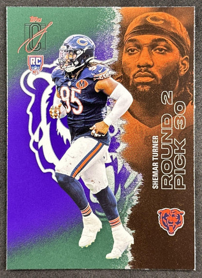 Shemar Turner 2025 Topps Signature Class Rookie Green & Purple Foil Bears front sports trading card