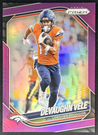 Devaughn Vele 2025 Panini Prizm Purple /125 Broncos