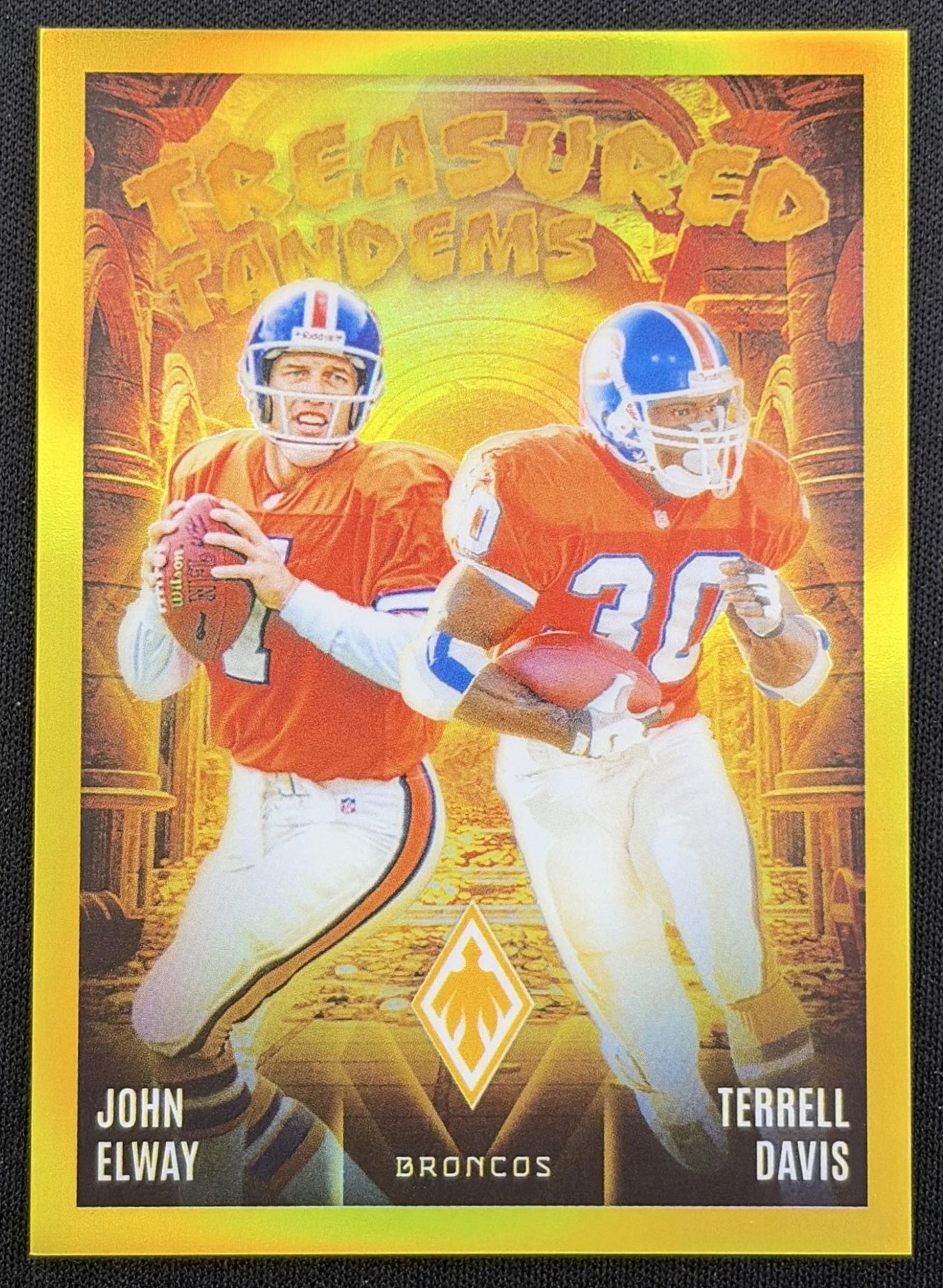 John Elway Terrell Davis 2024 Panini Phoenix Treasured Tandems Gold /10 Broncos