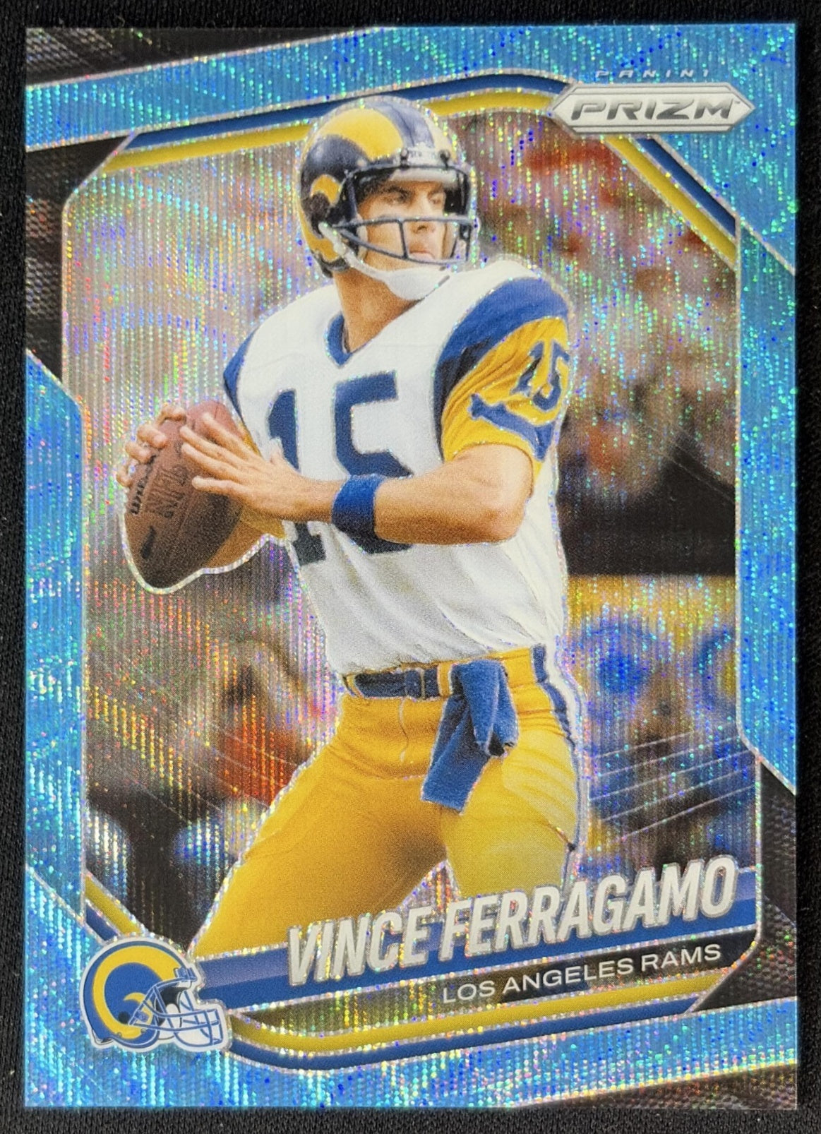 Vince Ferragamo 2025 Panini Prizm Blue Wave /230 Rams front