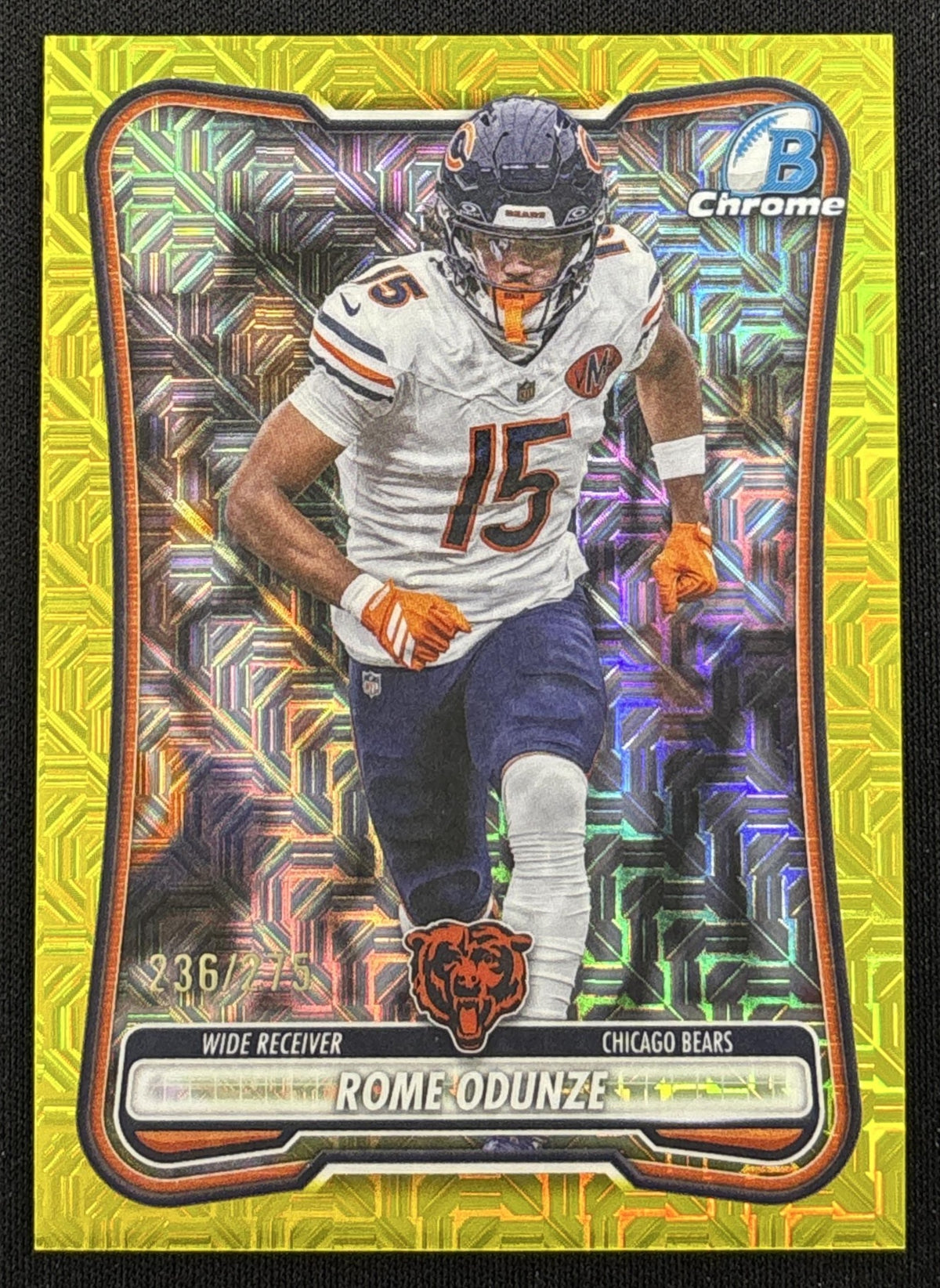 Rome Odunze 2026 Bowman Chrome NFL Yellow Mojo Refractor /275 Bears - Front