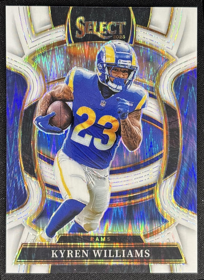 Kyren Williams 2025 Panini Select Concourse White Prizm Shock /799 Rams