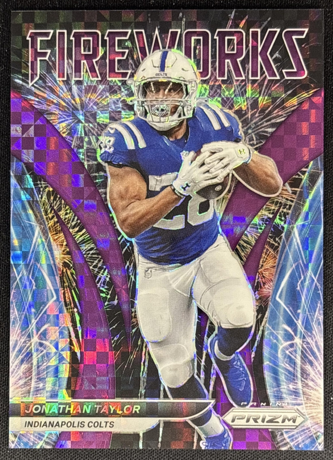 Jonathan Taylor 2021 Panini Prizm Fireworks Prizms Purple Power /49