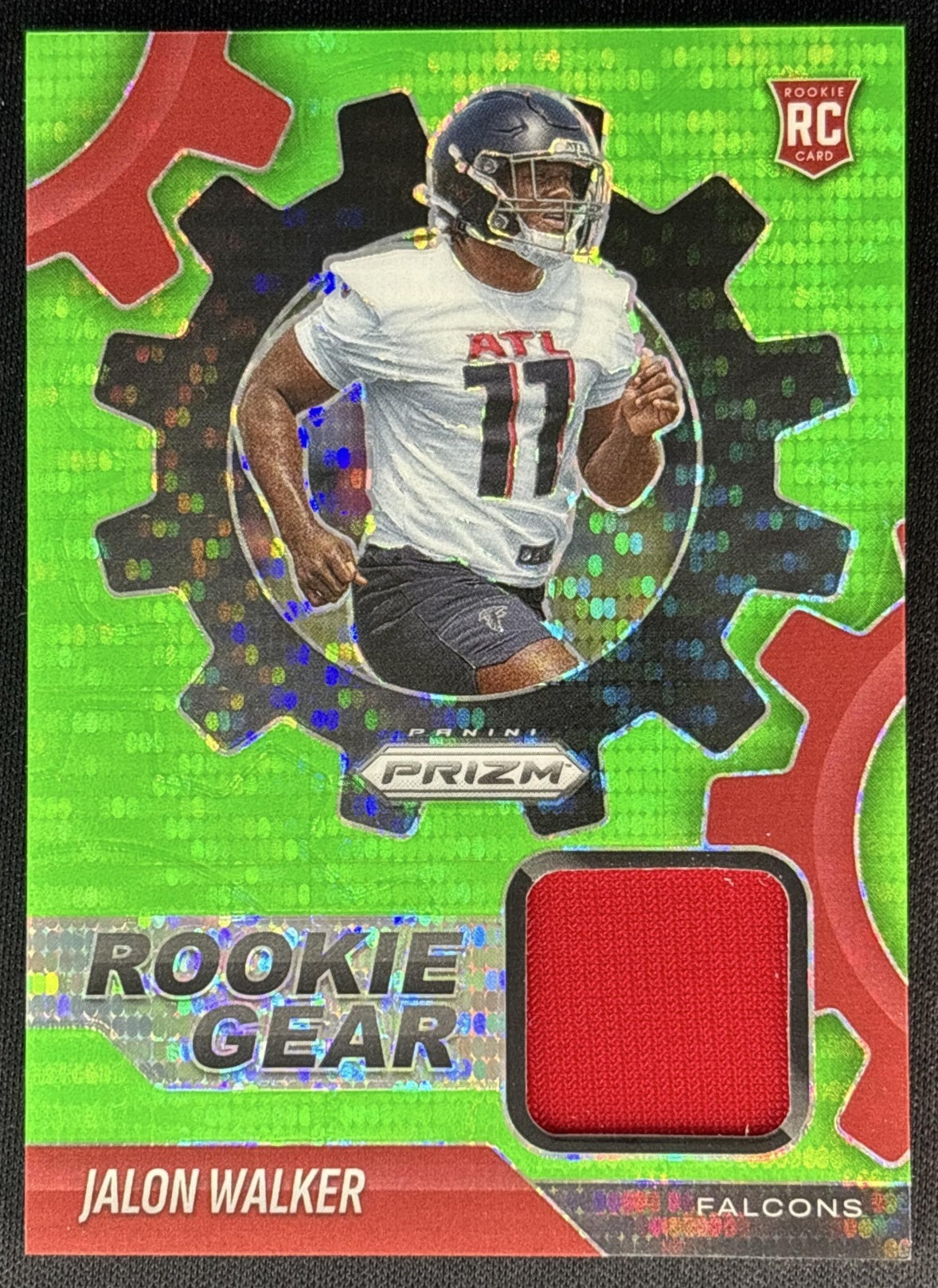 Jalon Walker 2025 Panini Prizm Rookie Gear Neon Green Pulsar Falcons