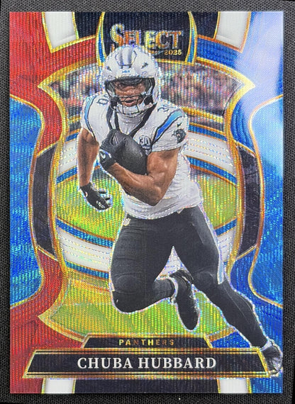 Chuba Hubbard 2025 Panini Select Concourse Tri-Color Prizm /399 Panthers front