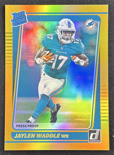 Jaylen Waddle 2021 Panini Donruss Press Proof Premium Dolphins