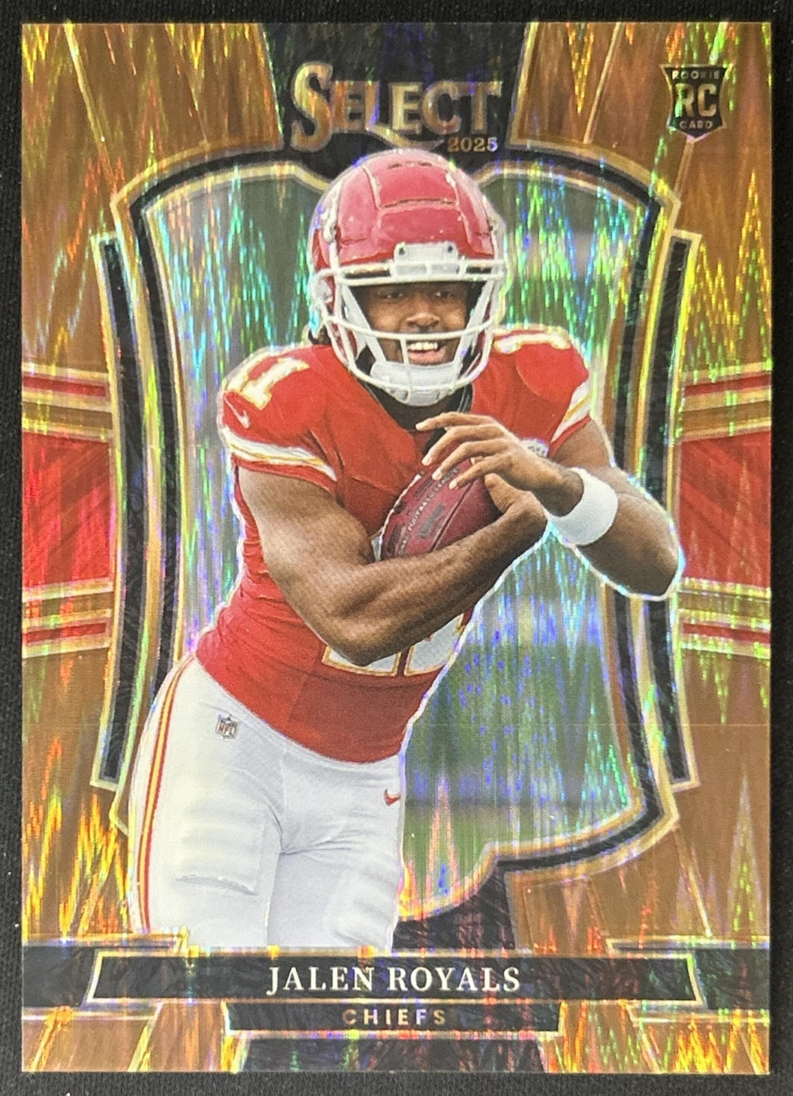 Jalen Royals 2025 Panini Select Premier Level Copper Prizm Shock /899 Chiefs front