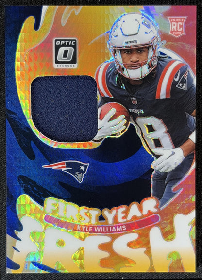 Kyle Williams 2025 Panini Donruss Optic First Year Fresh Blue Hyper Prizm Patriots