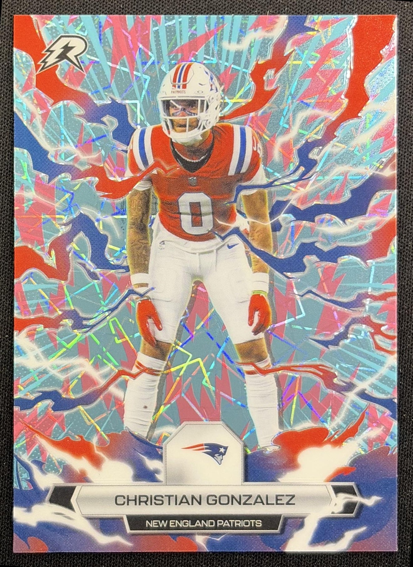 Christian Gonzalez 2025 Topps Resurgence Sky Blue and Pink Shock Refractor Patriots